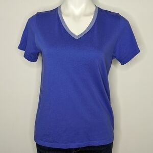 Bombas blue 100% pima cotton v neck short sleeve shirt S